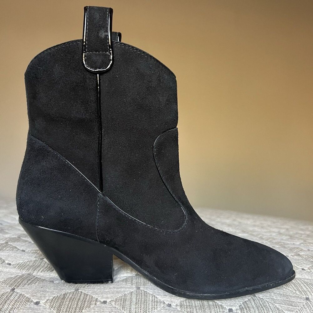 Giuseppe Zanotti Black Suede w/ Patent Leather Trim Western Boots EU 36‎ US 6 - Picture 3 of 16
